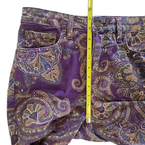 Lauren Ralph Lauren Paisley High Rise Twill Straight Ankle Jeans 8 Purple - Picture 9 of 10